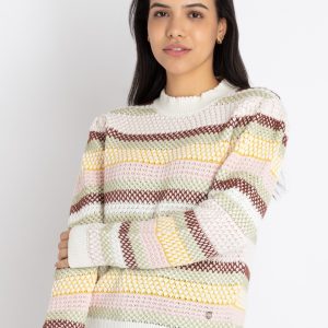 Womens Jacquard Round Neck Sweater
