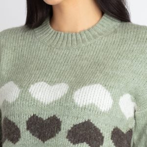 Womens Jacquard Round Neck Sweater