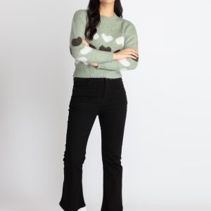 Womens Jacquard Round Neck Sweater
