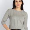 Womens Solid Round Neck Sweater