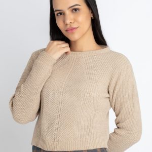 Womens Solid Round Neck Sweater