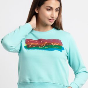 Women'S Printed Round Neck Sweatshirt