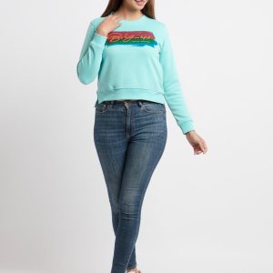 Women'S Printed Round Neck Sweatshirt