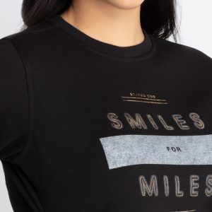 Womens Printed Round Neck Sweatshirt