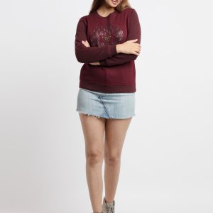 Status Quo Women'S Printed Round Neck Sweatshirt
