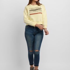 Womens Printed Round Neck Sweatshirt