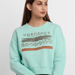 Womens Printed Round Neck Sweatshirt
