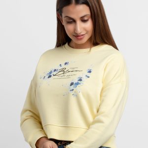 Womens Printed Round Neck Sweatshirt