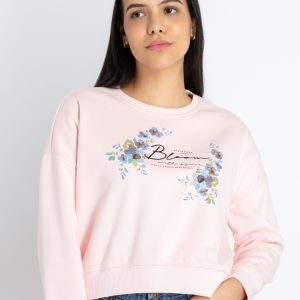 Womens Printed Round Neck Sweatshirt