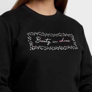 Womens Printed Round Neck Sweatshirt