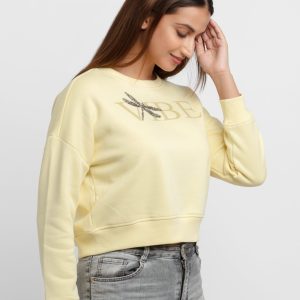 Womens Printed Round Neck Sweatshirt