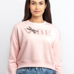 Womens Printed Round Neck Sweatshirt