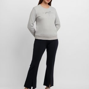 Womens Printed Round Neck Sweatshirt