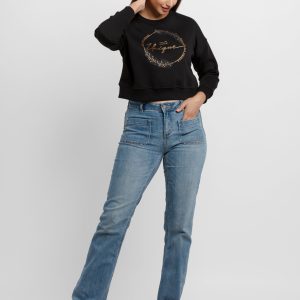 Womens Printed Round Neck Sweatshirt