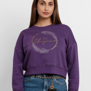 Womens Printed Round Neck Sweatshirt