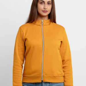 Womens Solid High Neck Sweatshirt