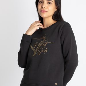 Womens Printed Round Neck Sweatshirt