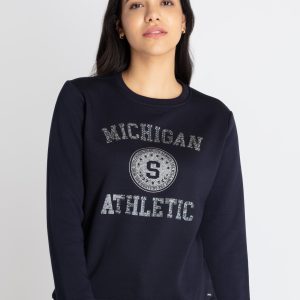 Womens Printed Round Neck Sweatshirt