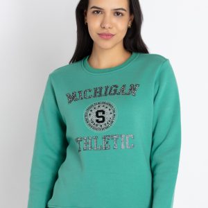Womens Printed Round Neck Sweatshirt