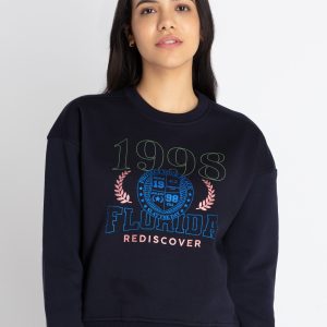 Womens Printed Round Neck Sweatshirt