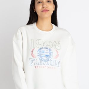 Womens Printed Round Neck Sweatshirt