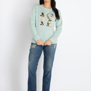 Womens Printed Round Neck Sweatshirt