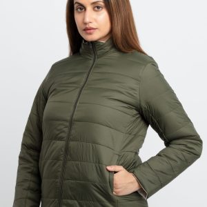 Womens Quilted Reversible High Neck Jacket
