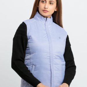 Womens Quilted Reversible High Neck Sleeveless Jacket