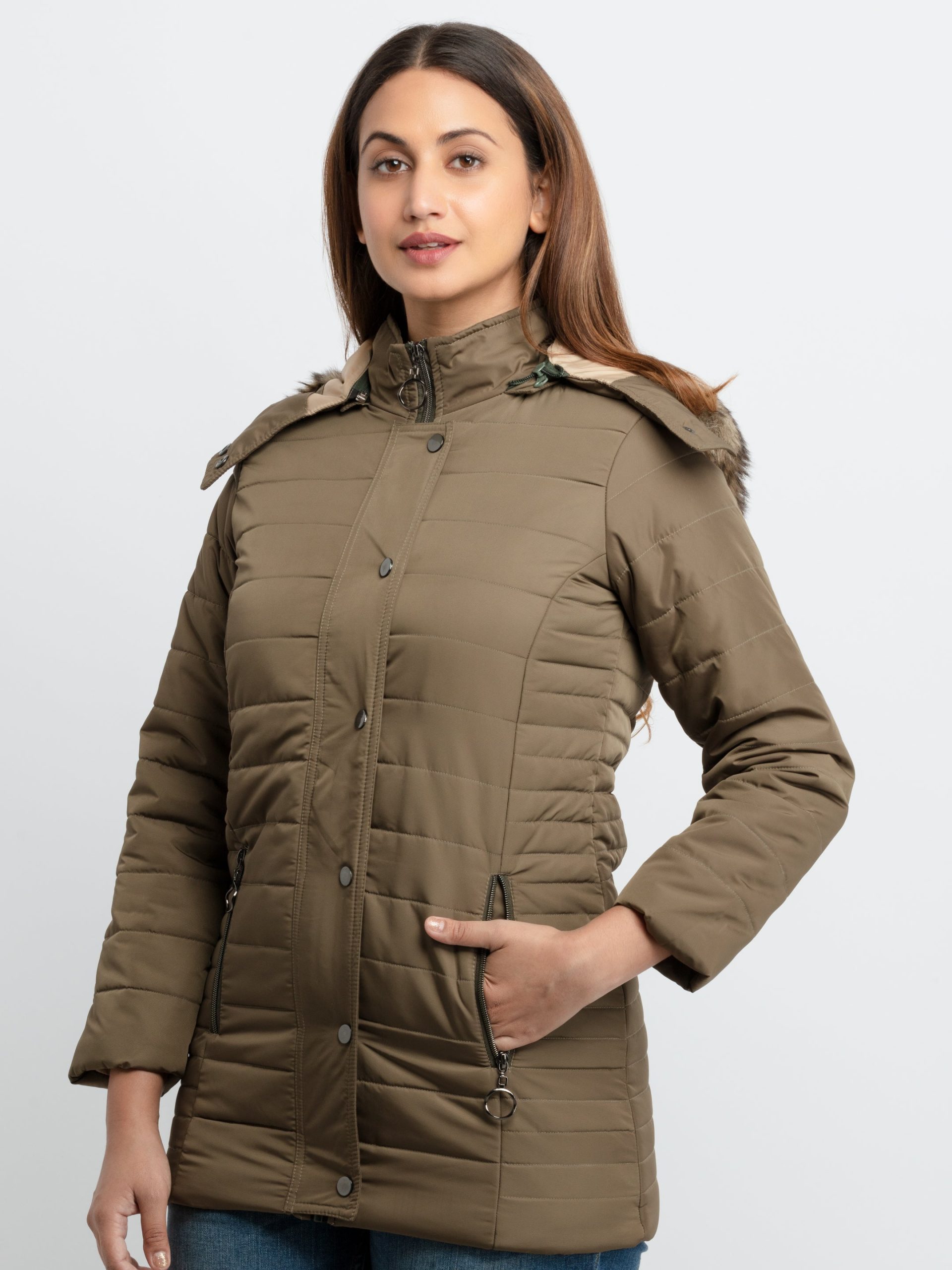 Womens Quilted Hooded Jacket