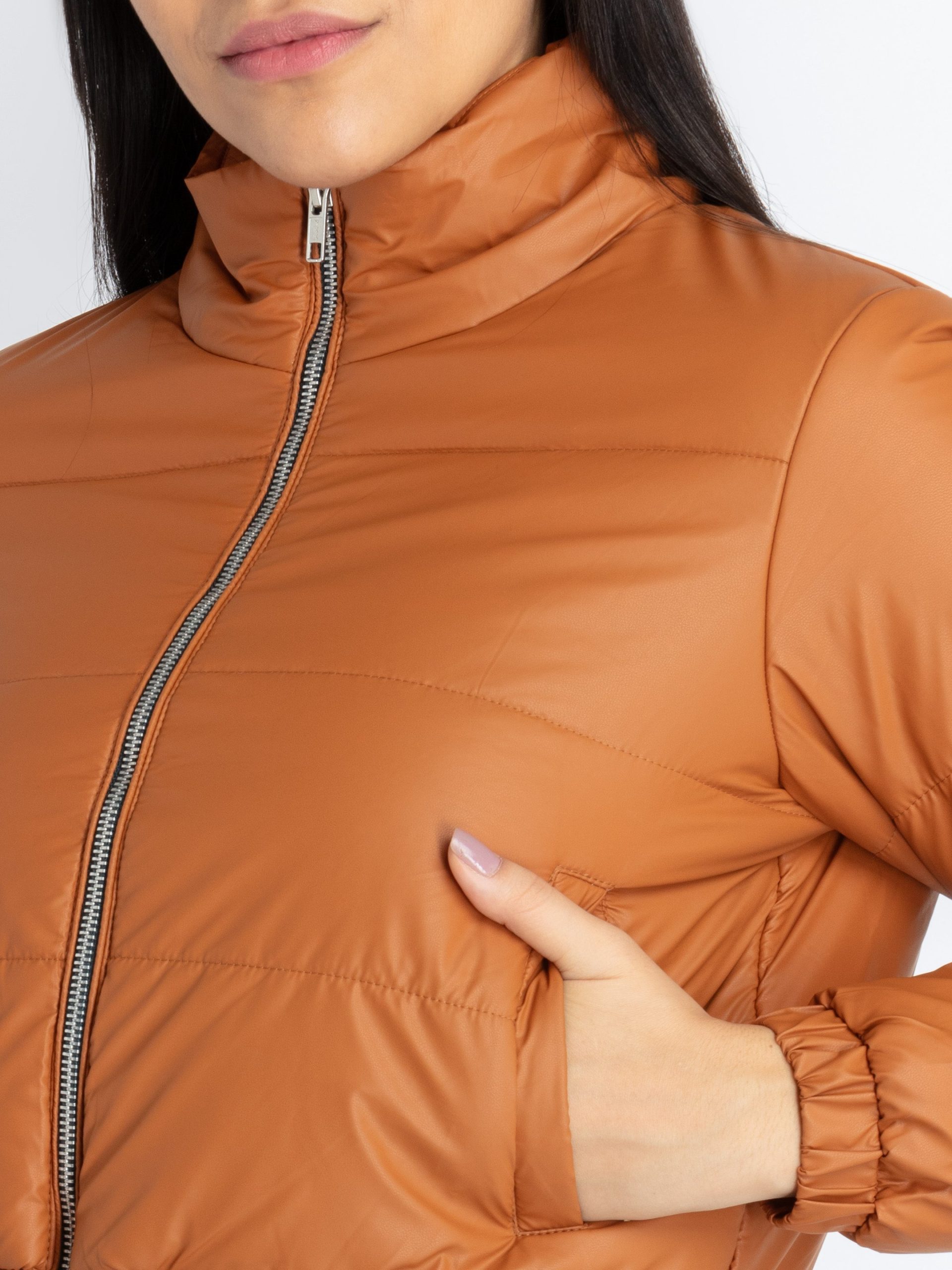 Womens Quilted High Neck Puffer Jacket