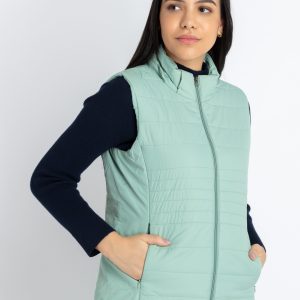 Womens Quilted Sleeveless Jacket With Detachable Hood