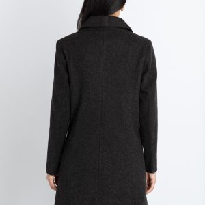 Status Quo Womens Solid Collared Neck Long Coat