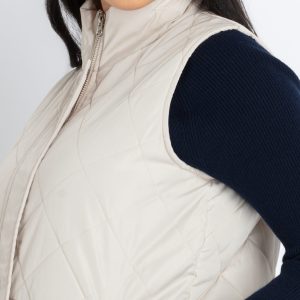 Womens Quilted High Neck Sleeveless Jacket