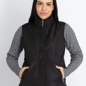 Womens Quilted High Neck Sleeveless Jacket