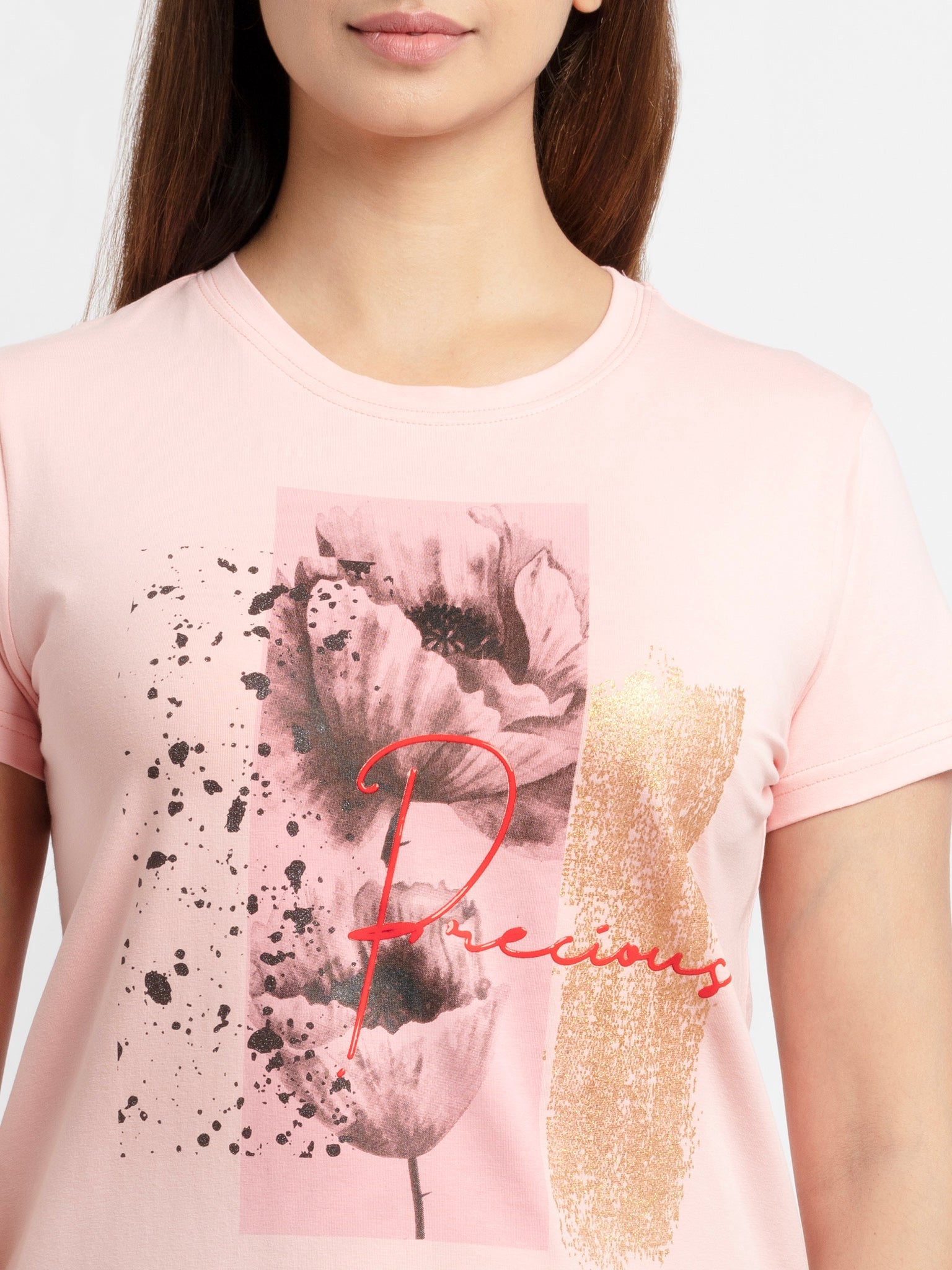 Womens Printed Round Neck T-Shirt