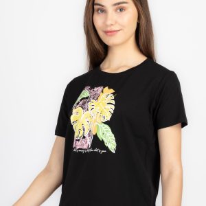 Womens Printed Round Neck T-Shirt