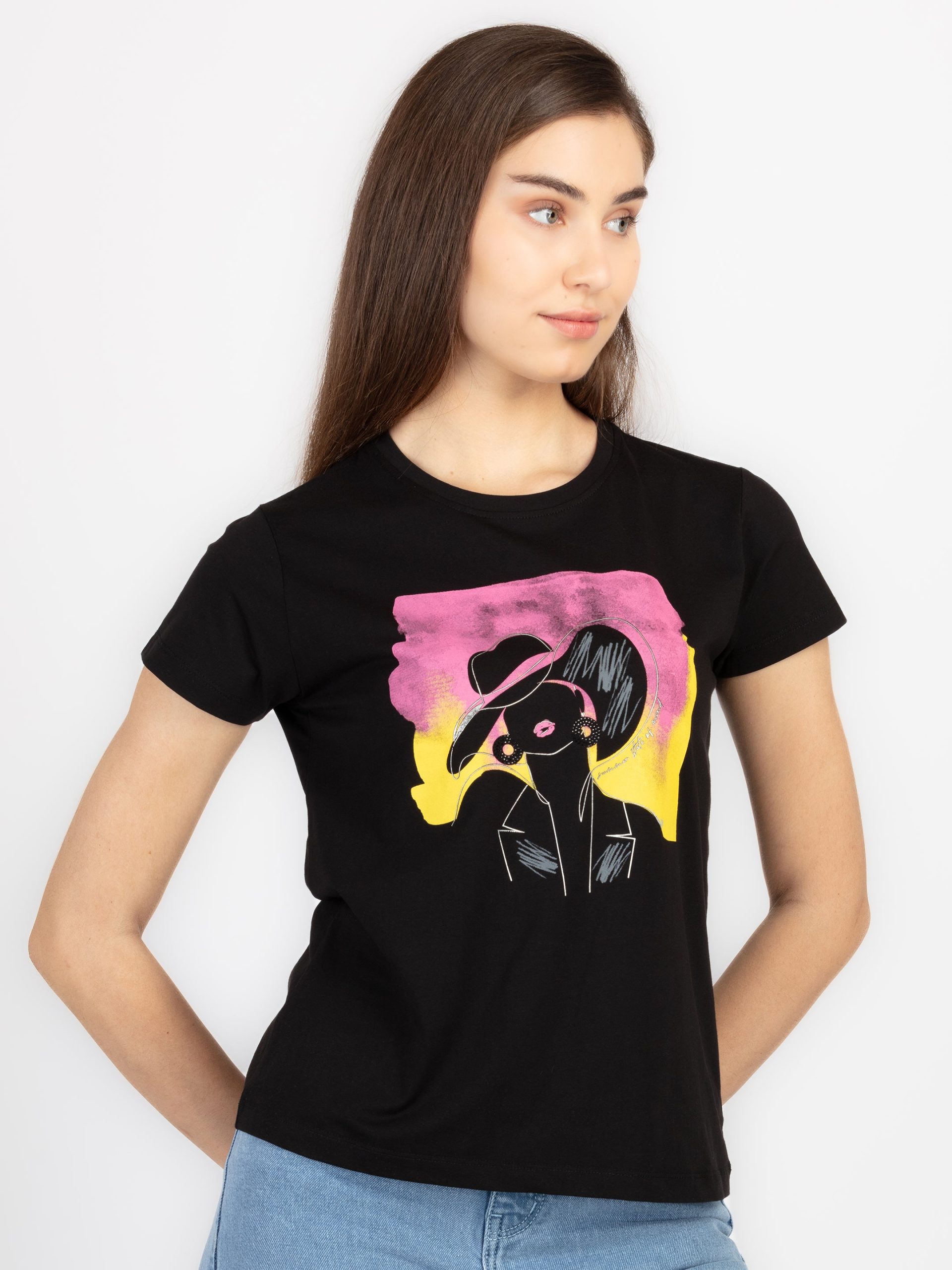 Womens Printed Round Neck T-Shirt