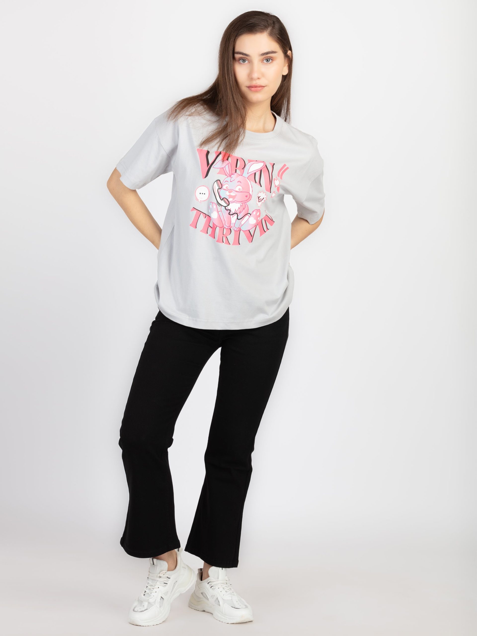 Womens Front & Back Print Oversized T-Shirt