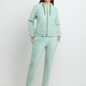 Status Quo Womens Solid Zipper Tracksuit With Self Design