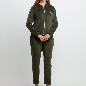 Status Quo Womens Solid Zipper Tracksuit With Self Design