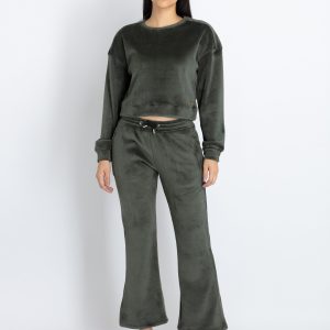 Womens Solid Round Neck Tracksuit