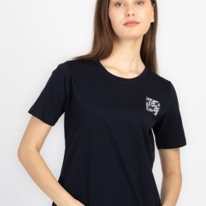 Womens Front & Back Print Round Neck T-Shirt