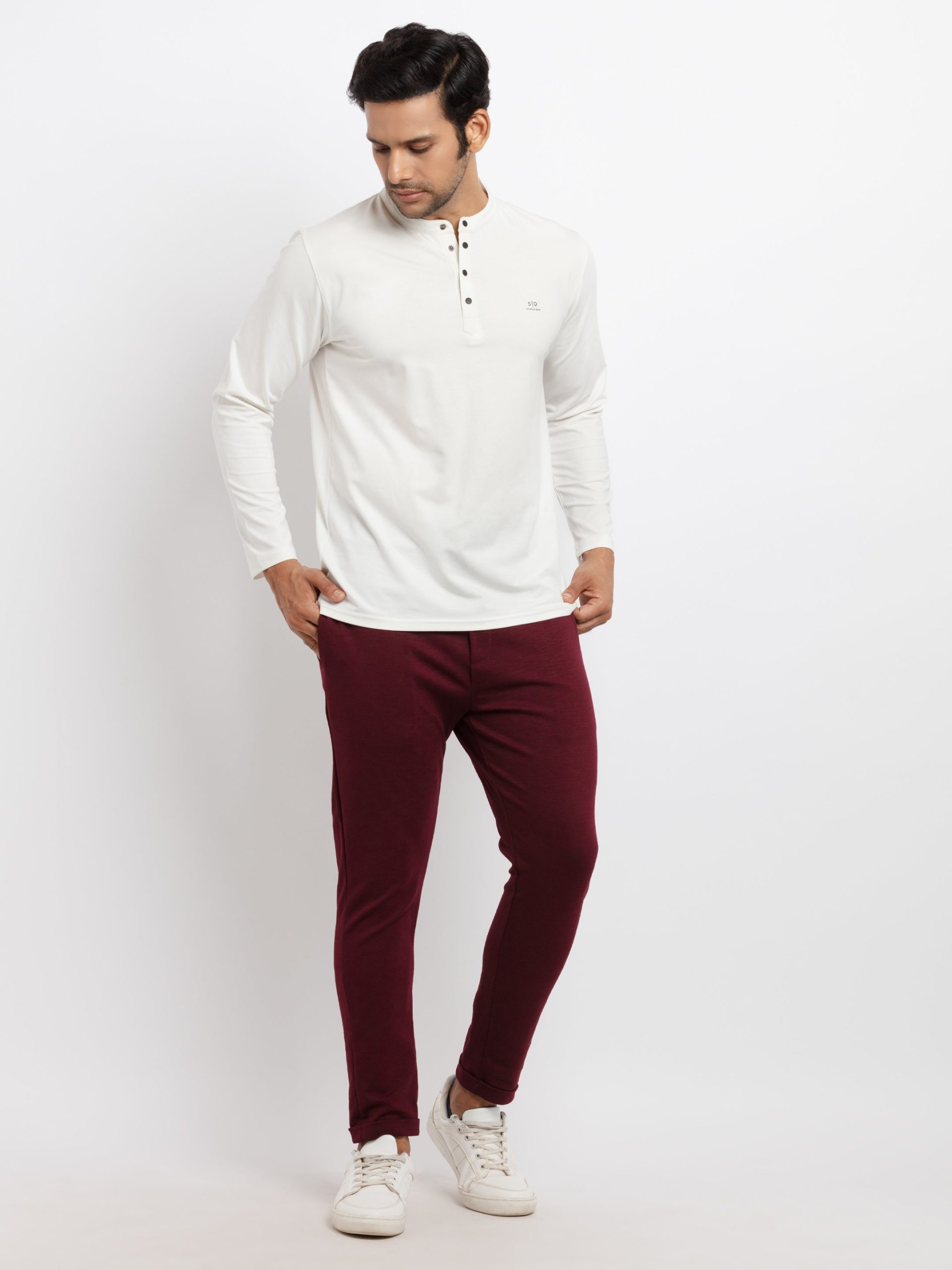 Status Quo Mens Solid Regular Fit Trackpants