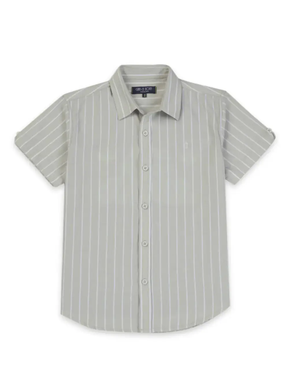 Gini & Jony Boys Green Solid Cotton Half Sleeves Shirt